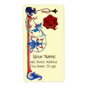 ANTIEK FLORENTINE FLORAL RED WAX SEAL MONOGRAM ETIKET