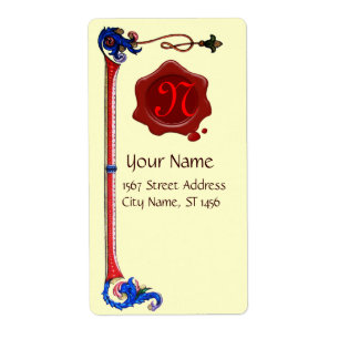 ANTIEK FLORENTINE FLORAL RED WAX SEAL MONOGRAM ETIKET