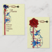 ANTIEK FLORENTINE FLORAL RED WAX SEAL MONOGRAM VISITEKAARTJE (Voorkant / Achterkant)