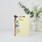 ANTIEK FLORENTINE FLORAL RED WAX SEAL MONOGRAM VISITEKAARTJE (Staand voorkant)