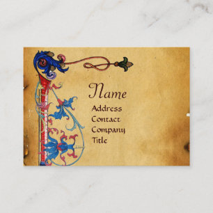 ANTIEK FLORENTINE PARCHMENT RED WAX SEAL MONOGRAM VISITEKAARTJE
