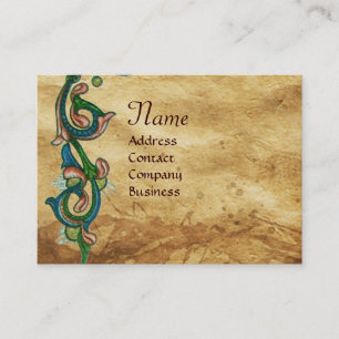 ANTIEK FLORENTINE PARCHMENT RED WAX SEAL MONOGRAM VISITEKAARTJE
