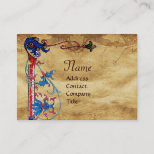ANTIEK FLORENTINE PARCHMENT RED WAX SEAL MONOGRAM VISITEKAARTJE