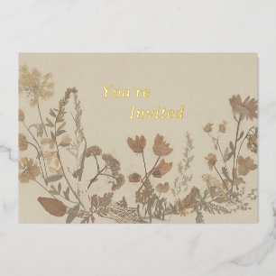 Antiek Flower Collage Invitation (Folie) Folie Uitnodiging