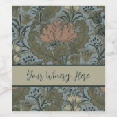 Antiek Flower Morris Garden Floral Wallpaper Wijn Etiket (Enkel label)