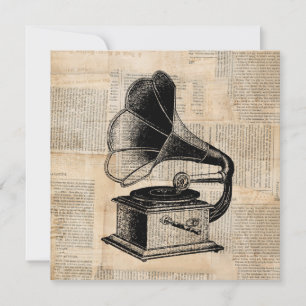 Antiek fonograaf Talking Machine Music Art Kaart