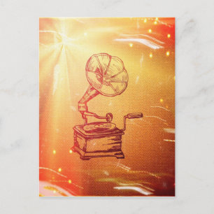 Antiek fonografie. Retro Old Gramophone Briefkaart