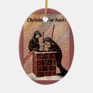 Antiek foto van Kerstmis of buik, Jongen Chimney S Keramisch Ornament