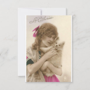 Antiek foto Victoriaans vrouw en hond