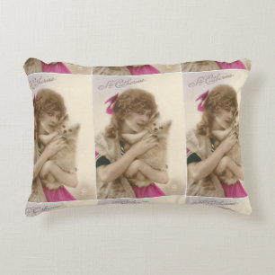 Antiek foto Victoriaans vrouw en hond Accent Kussen