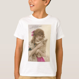 Antiek foto Victoriaans vrouw en hond T-shirt