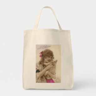 Antiek foto Victoriaans vrouw en hond Tote Bag