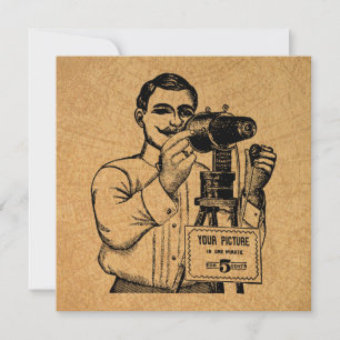 Antiek fotograaf met camera kaart