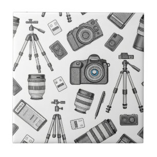 Antiek Fotografisch Apparatuur Patroon Tegeltje