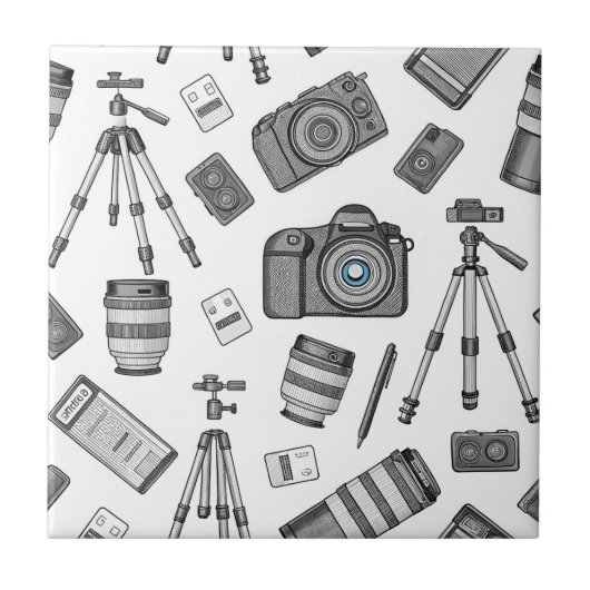 Antiek Fotografisch Apparatuur Patroon Tegeltje (Voorkant)