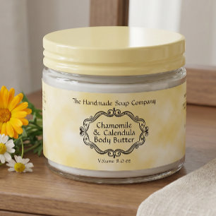 Antiek frame Geel perkament Cosmetica pot label Waterfles Etiket