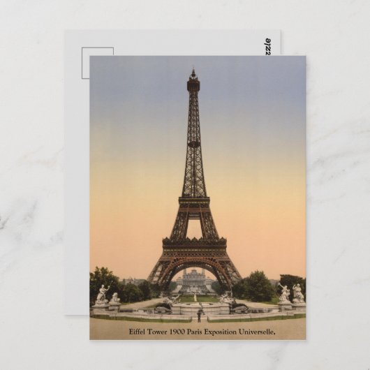 Antiek Frankrijk Eiffeltoren, Paris-Expo 1900 Briefkaart (Voorkant / Achterkant)