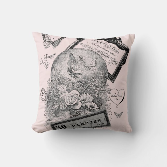  antiek frans klooster roze kussen (Voorkant)