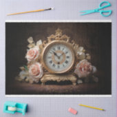 Antiek Frans Tafelklok 3 Decoupage papier (Craft)