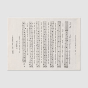 Antiek Franse bladmuziek "De Winter" Decoupage Tissuepapier