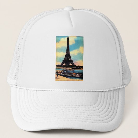 Antiek Franse Chic Eiffel Tower Trucker Pet (Voorkant)