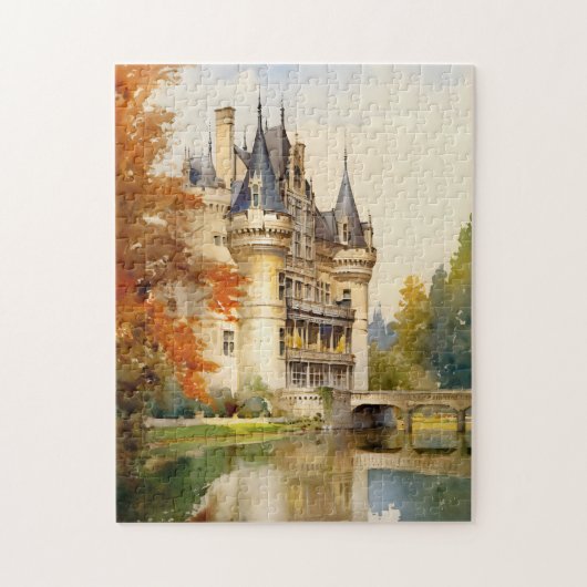 Antiek Franse Kasteel Waterverf Puzzel | (Verticaal)