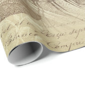 Antiek  Franse Mode Ephemera Script Cadeaupapier (Rol Hoek)