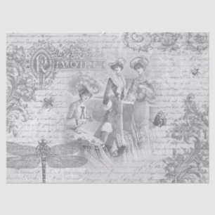 Antiek  Franse Mode Ephemera Tissuepapier