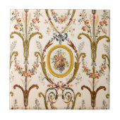 Antiek Franse Rococo Floral Gold Cream Elegant Tegeltje (Voorkant)