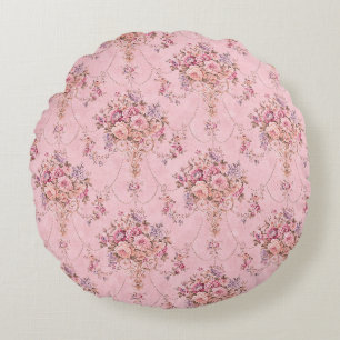 Antiek Franse Roze Victoriaans Stijl Bloemen Rococ Rond Kussen
