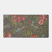 Antiek Franse Toile de Jouy 1800s Floral Branches Bureaumat (Voorkant)