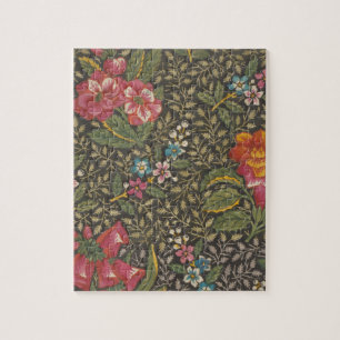 Antiek Franse Toile de Jouy 1800s Floral Branches Legpuzzel
