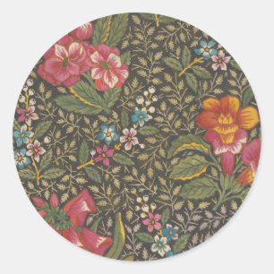 Antiek Franse Toile de Jouy 1800s Floral Branches Ronde Sticker