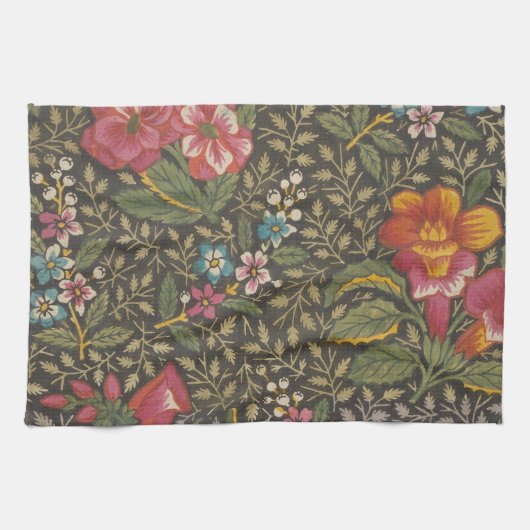 Antiek Franse Toile de Jouy 1800s Floral Branches Theedoek (Horizontaal)