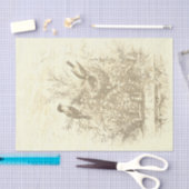 Antiek Franse Vogels Nest Beige Tissuepapier (Craft)