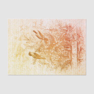 Antiek Franse  Vogels Nest Rood Sinaasappel Tissuepapier