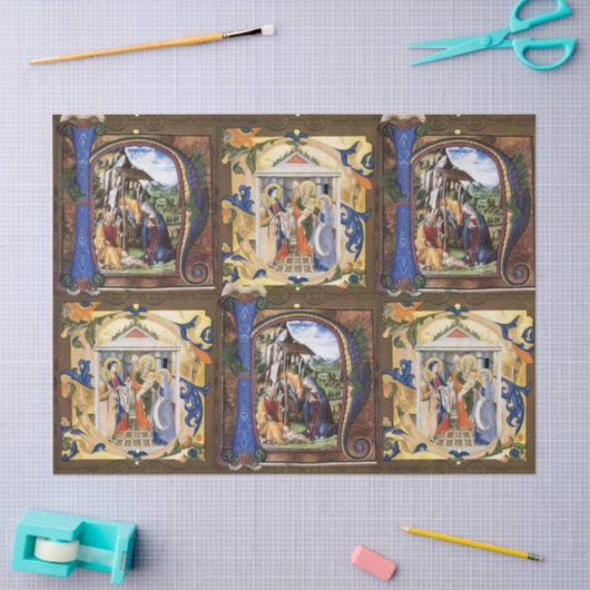 ANTIEK GEBOORTEMONOGRAM KERSTPERKAMENT TISSUEPAPIER (Craft)