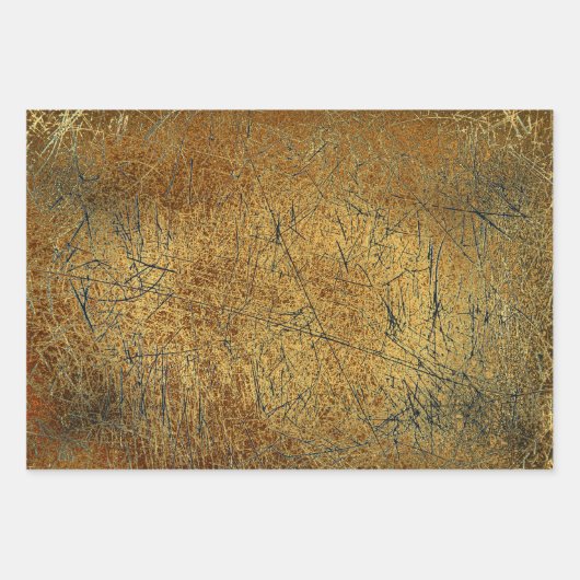 Antiek Geel Goud Scratches Inpakpapier Vel (Voorkant 3)