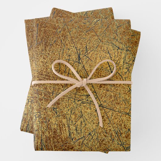  Antiek Geel Goud Scratches Inpakpapier Vel (In situ)