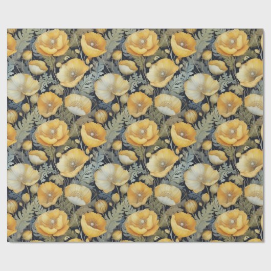 Antiek geel klaproos inpakpapier (Vlak)