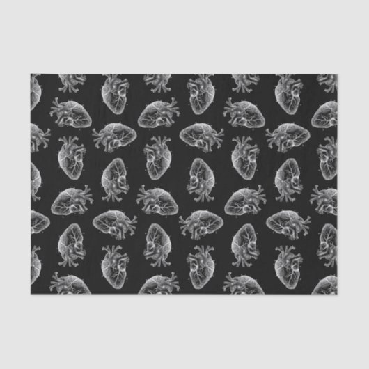 Antiek geïllustreerd Hearts Pattern Heart Tissuepapier (Voorkant)