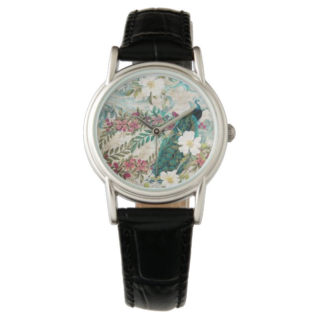 Antiek geïllustreerd perceel en bloemen horloge (Voorkant)
