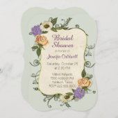 Antiek geïnspireerde Bloemen Bruids Douche Uitnodi Kaart (Voorkant / Achterkant)