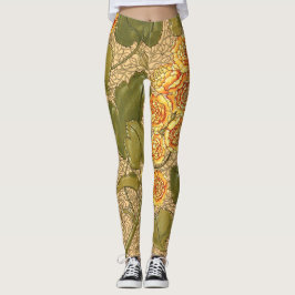 Antiek gele bloemen Leggings