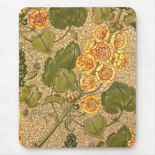 Antiek gele bloemen mousepad muismat (Voorkant)