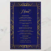 Antiek Geometric Gold Lijst Royal Blue Menu (Voorkant)