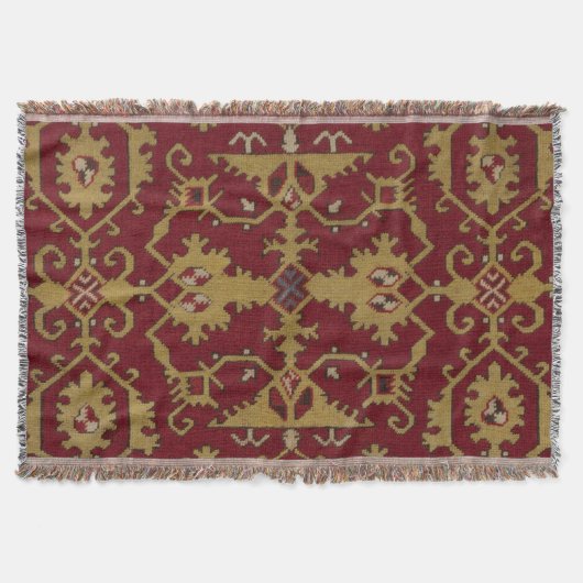 Antiek Geometrisch Oriental Persian Red Pattern Deken (Voorkant)