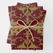 Antiek Geometrisch Oriental Persian Red Pattern Inpakpapier Vel (In situ)