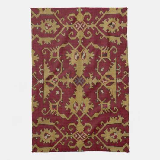 Antiek Geometrisch Oriental Persian Red Pattern Theedoek (Verticaal)