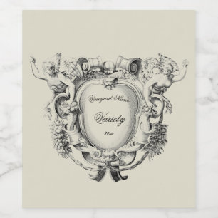 Antiek gevleugelde figuren Cartouche Label Sjabloo Wijn Etiket